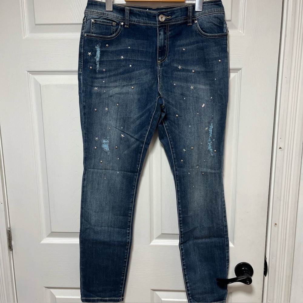 NWT INC Denim Women’s Skinny Leg Regular Fit Mid Rise Stretch Blue Jeans Sz 10